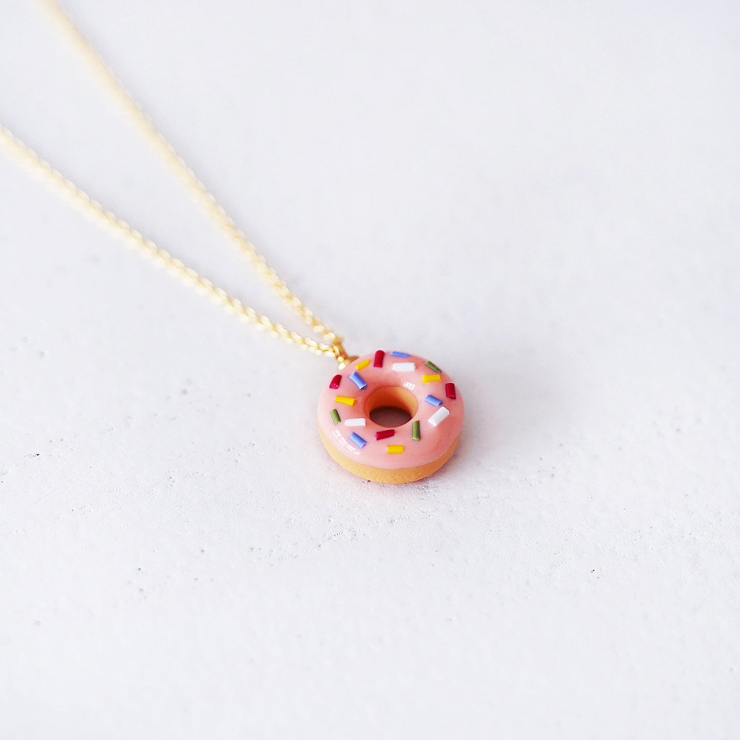 Classic Mini Pink Sprinkle Doughnut Necklace