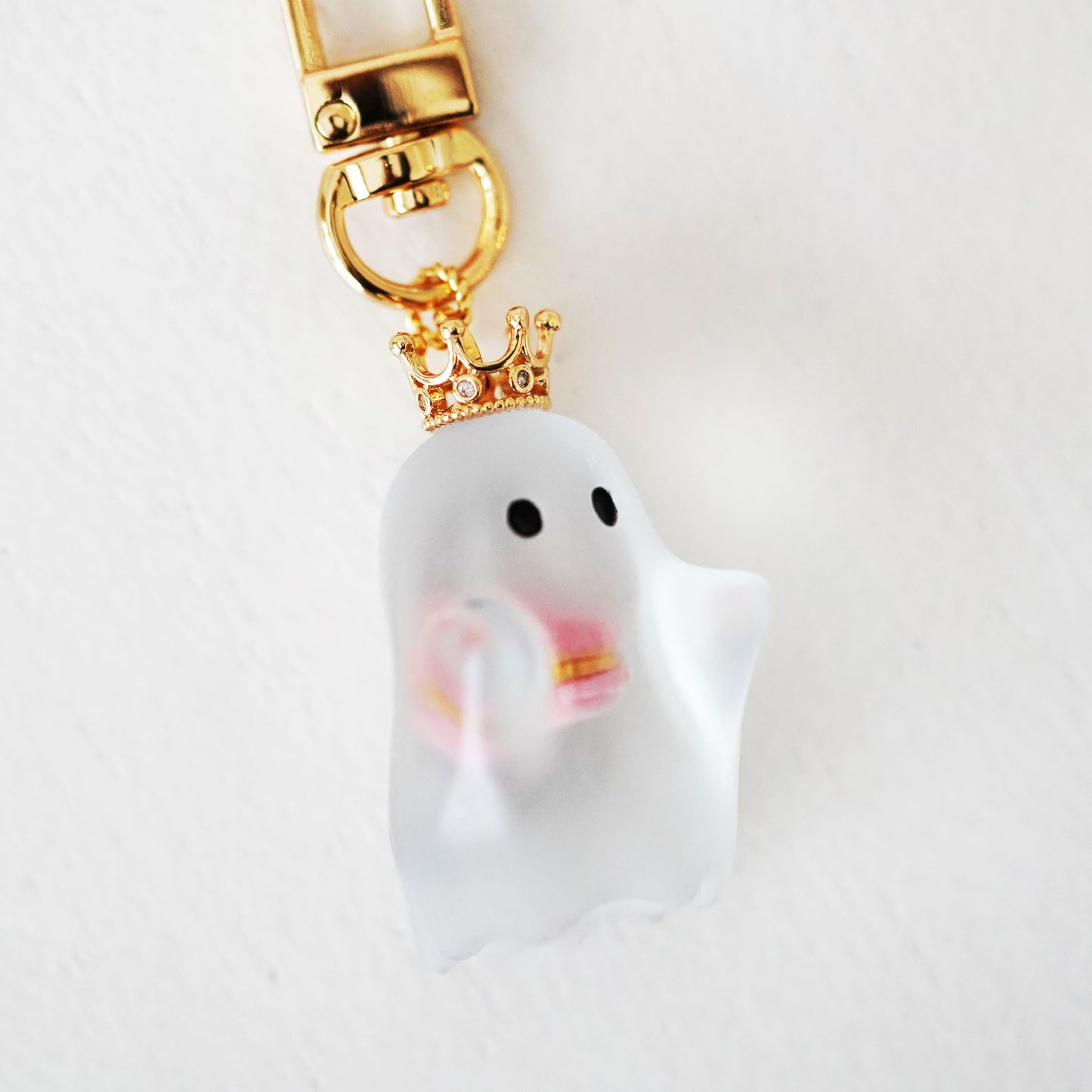 Ghost Bag Charm with Pink Macaron