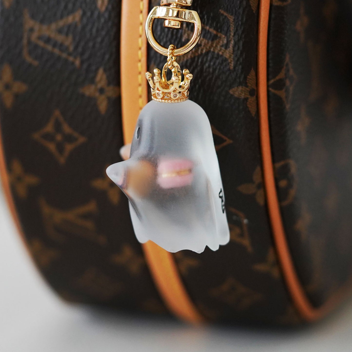 Ghost Bag Charm with Pink Macaron