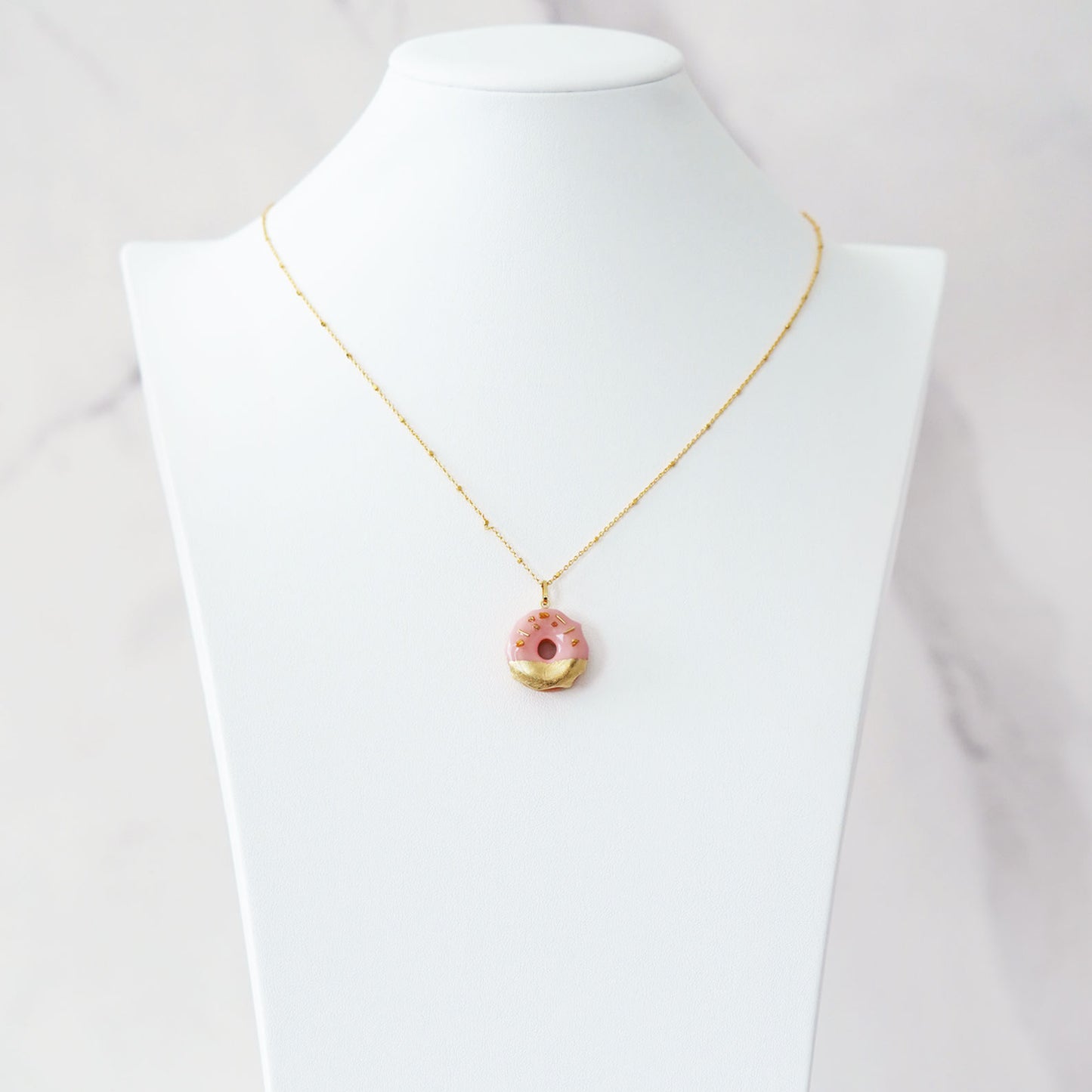 Gold & Pink Donut Necklace