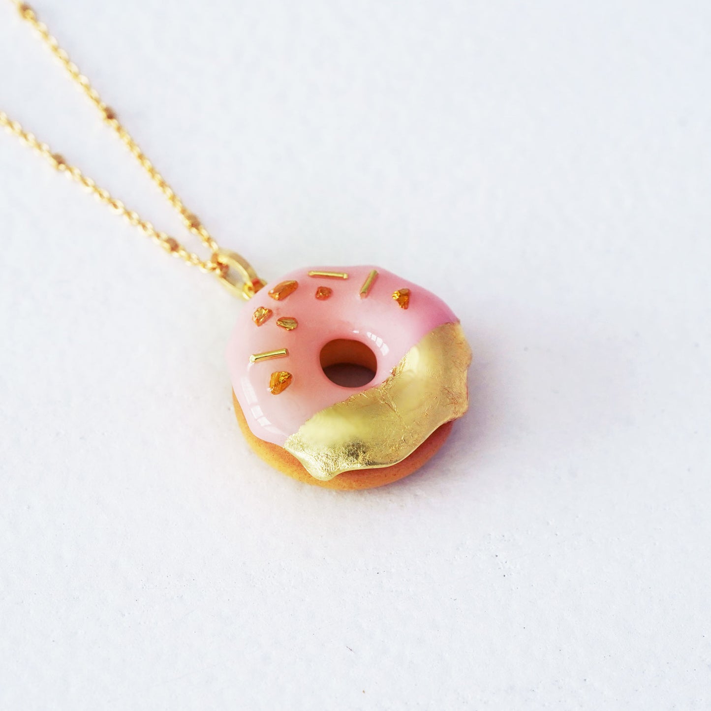 Gold & Pink Donut Necklace