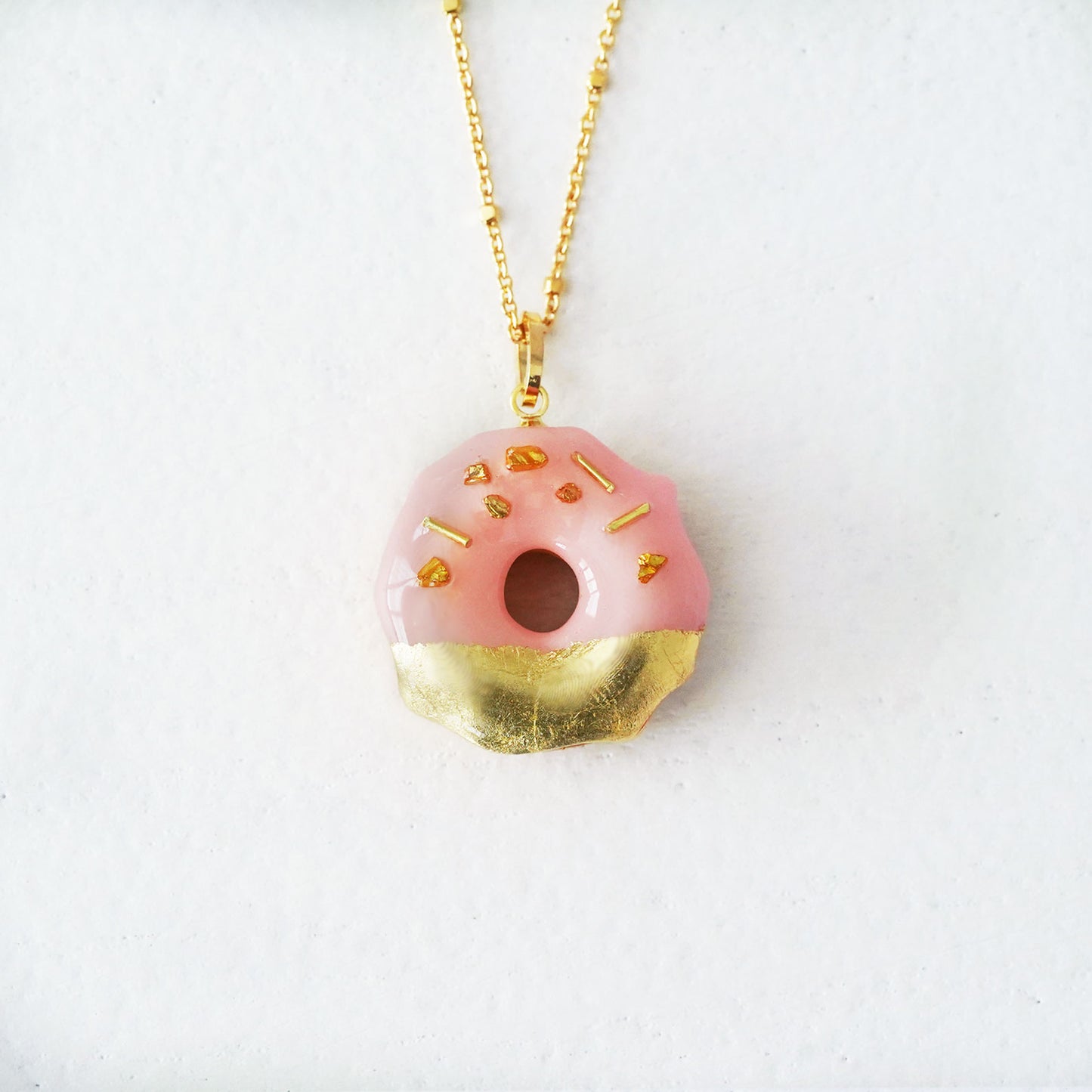 Gold & Pink Donut Necklace