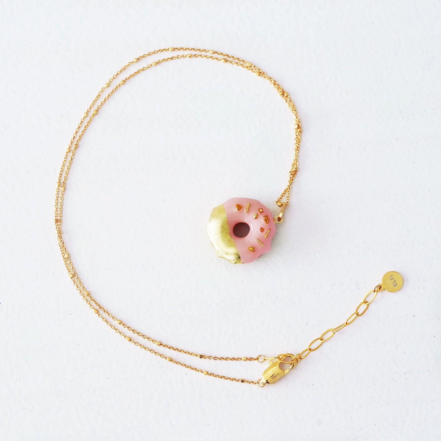 Gold & Pink Donut Necklace