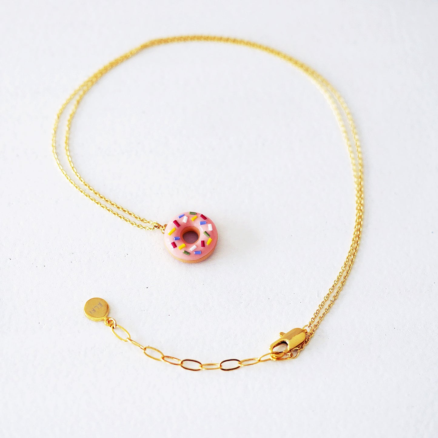 Classic Mini Pink Sprinkle Doughnut Necklace