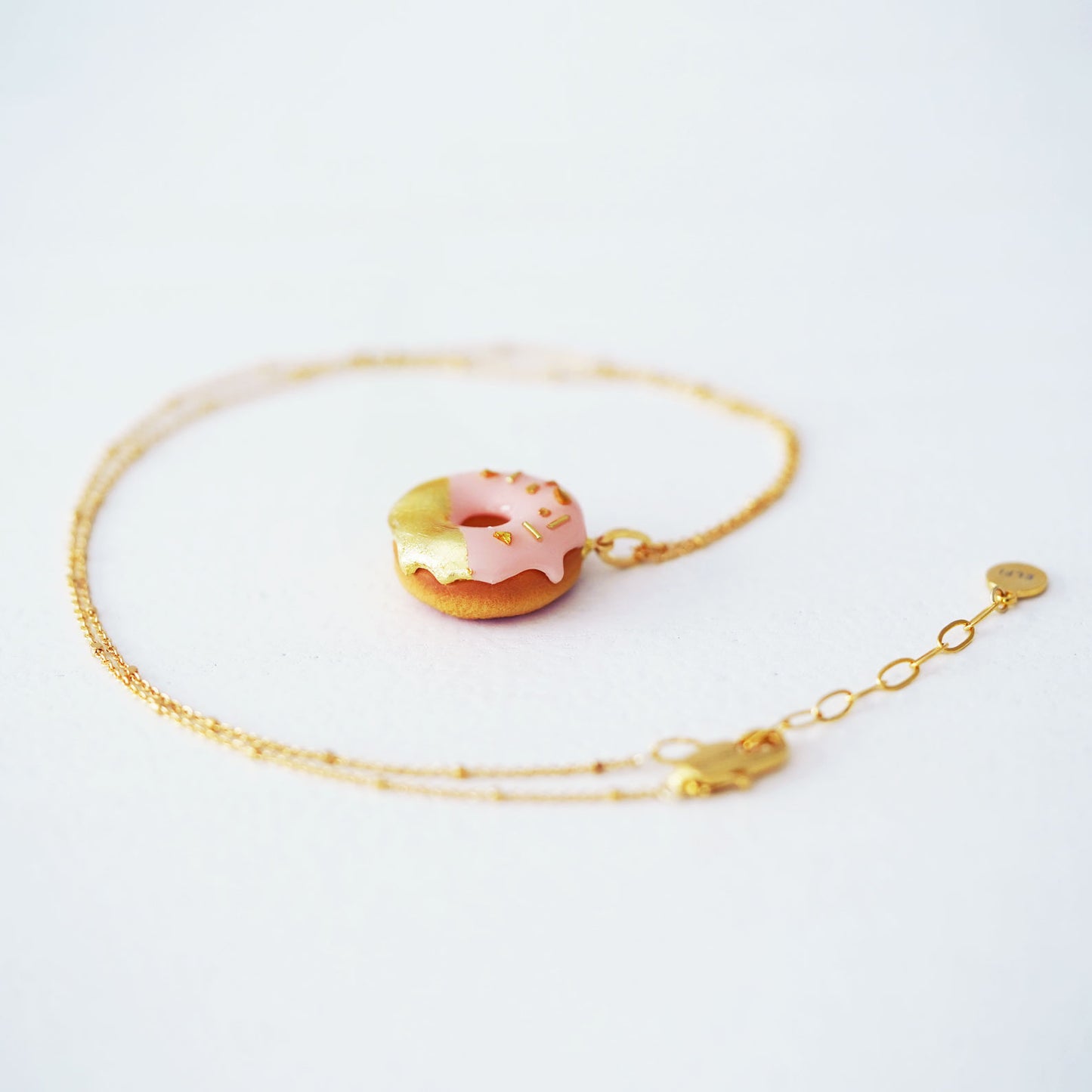 Gold & Pink Donut Necklace