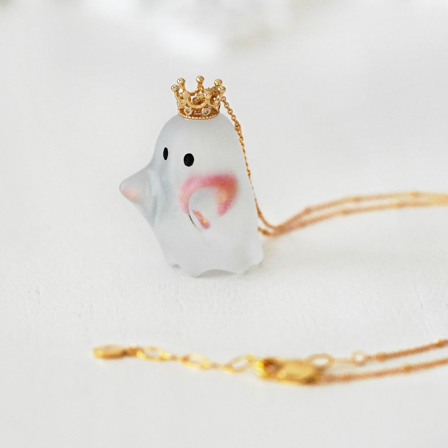 Ghost Necklace with Pink Macaron