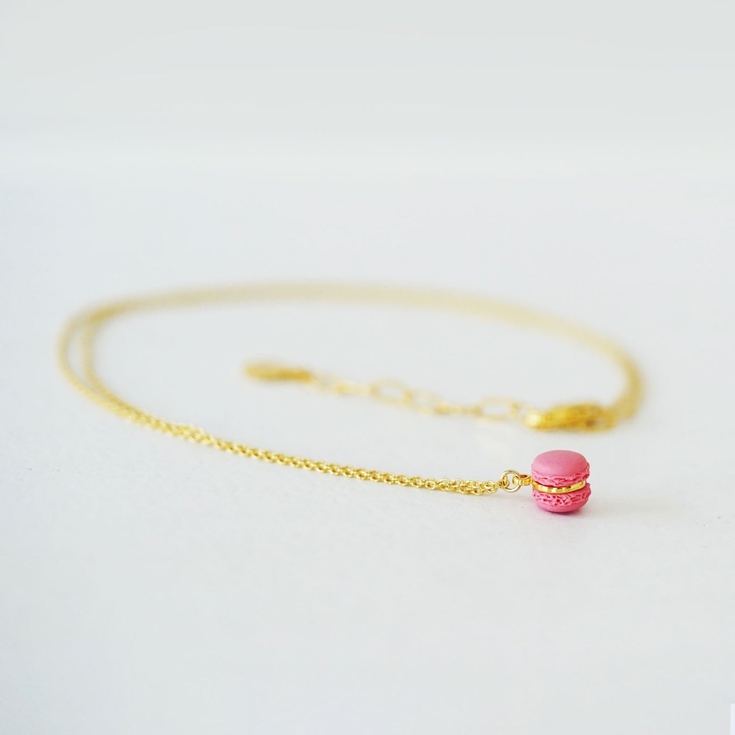 Mini Pink Macaron Pendant Necklace