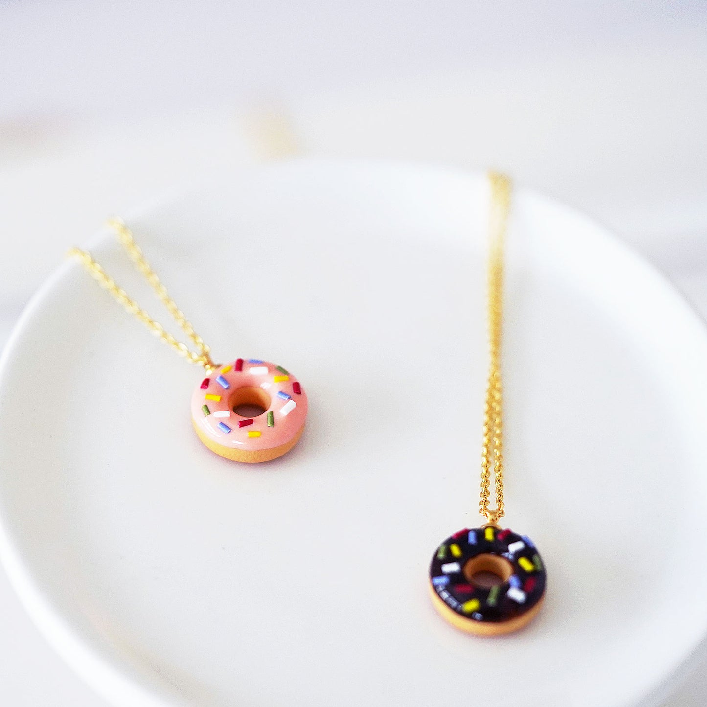 Classic Mini Pink Sprinkle Doughnut Necklace