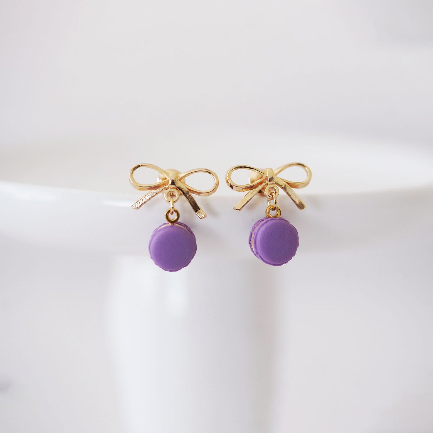 Purple Macaron Earrings