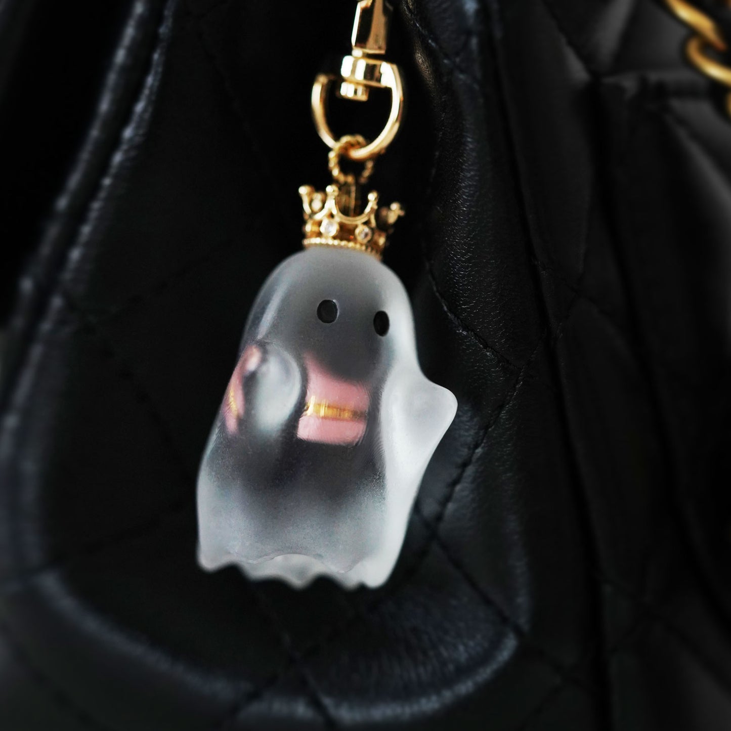 Ghost Necklace with Pink Macaron