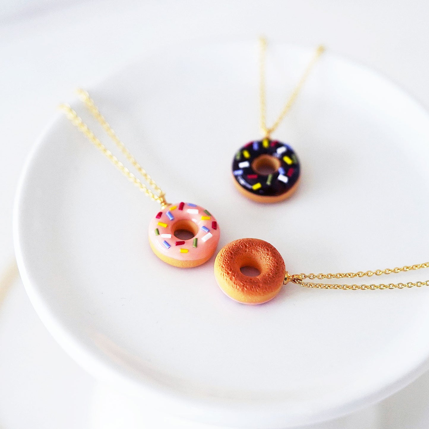 Classic Mini Pink Sprinkle Doughnut Necklace