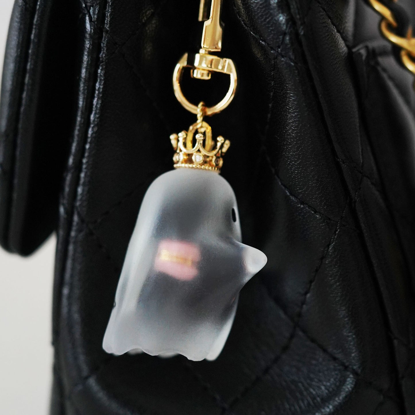 Ghost Bag Charm with Pink Macaron