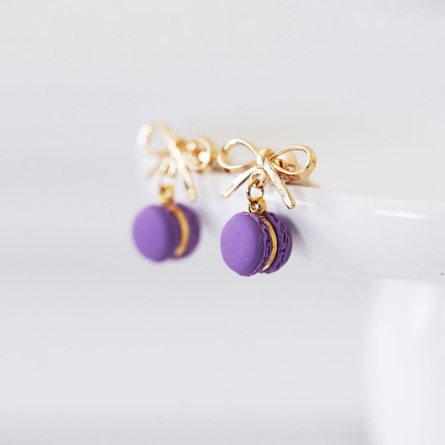 Purple Macaron Earrings