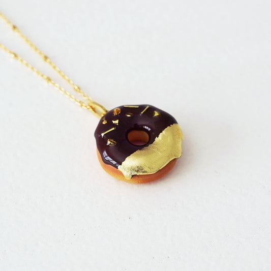 Gold & Chocolate Donut Necklace