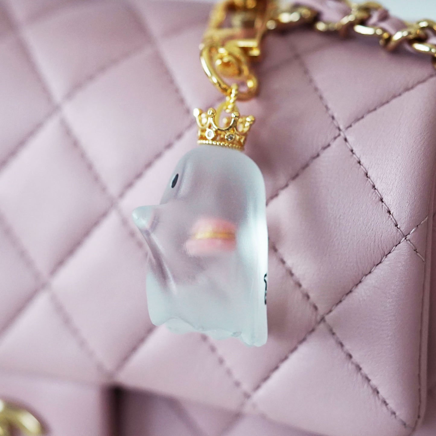 Ghost Necklace with Pink Macaron