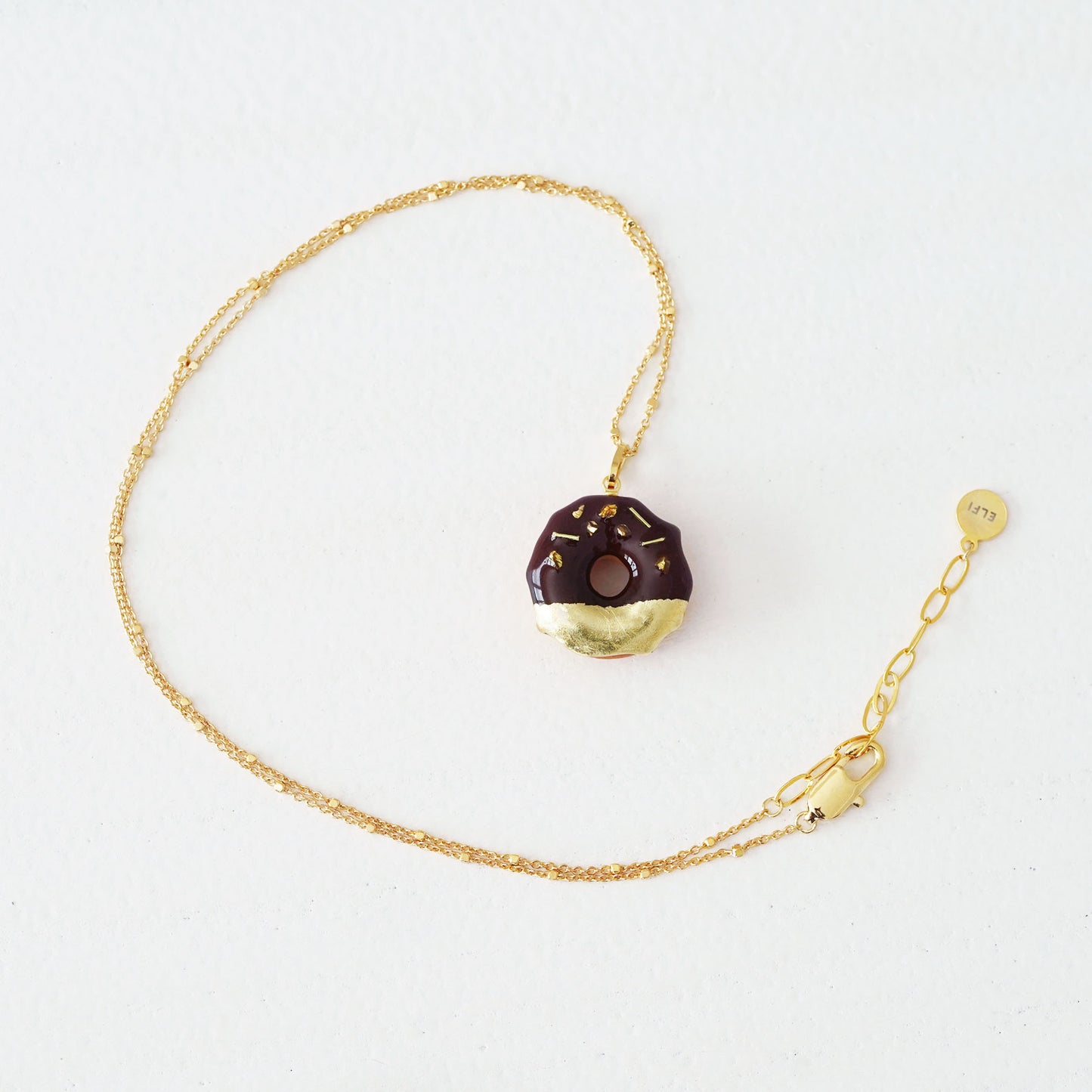 Gold & Chocolate Donut Necklace
