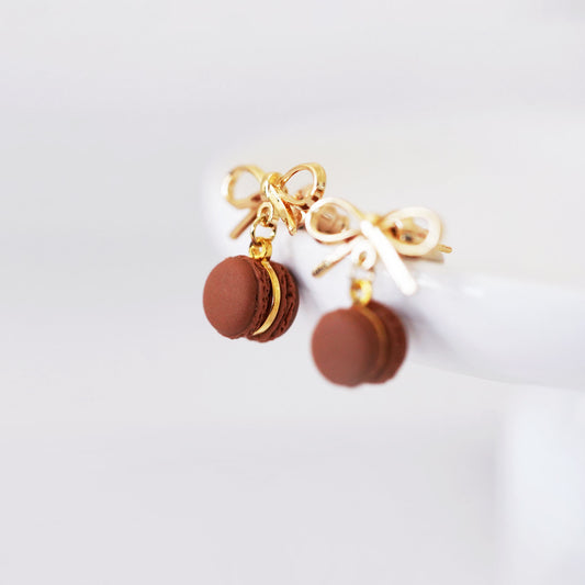 Chocolate Macaron Earrings