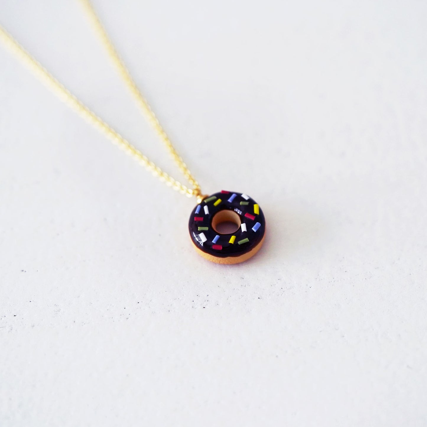 Classic Mini Chocolate Sprinkle Doughnut Necklace