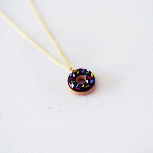 Classic Mini Chocolate Sprinkle Doughnut Necklace