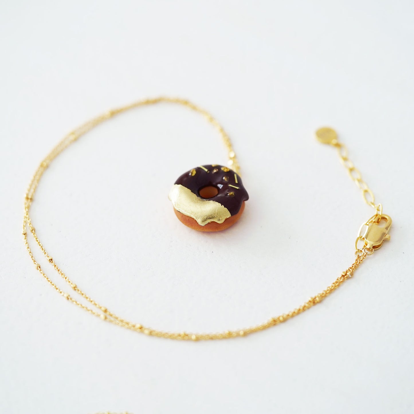 Gold & Chocolate Donut Necklace