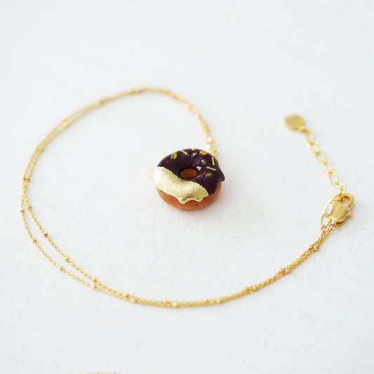Gold & Chocolate Donut Necklace