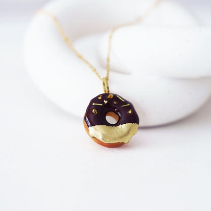 Gold & Chocolate Donut Necklace