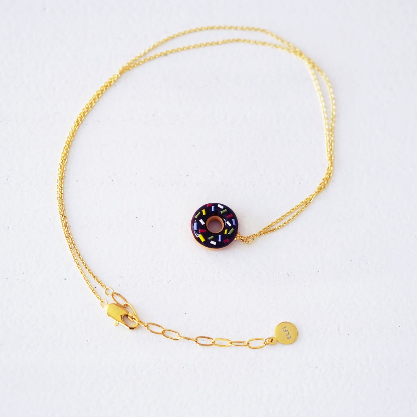 Classic Mini Chocolate Sprinkle Doughnut Necklace