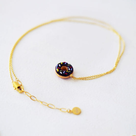 Classic Mini Chocolate Sprinkle Doughnut Necklace
