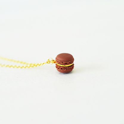 Mini Chocolate Macaron Pendant Necklace