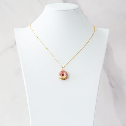 Gold & Pink Donut Necklace