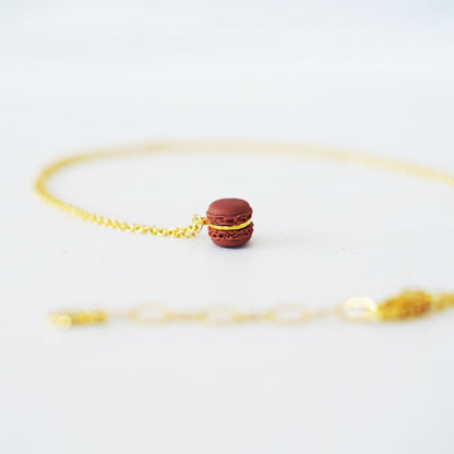 Mini Chocolate Macaron Pendant Necklace