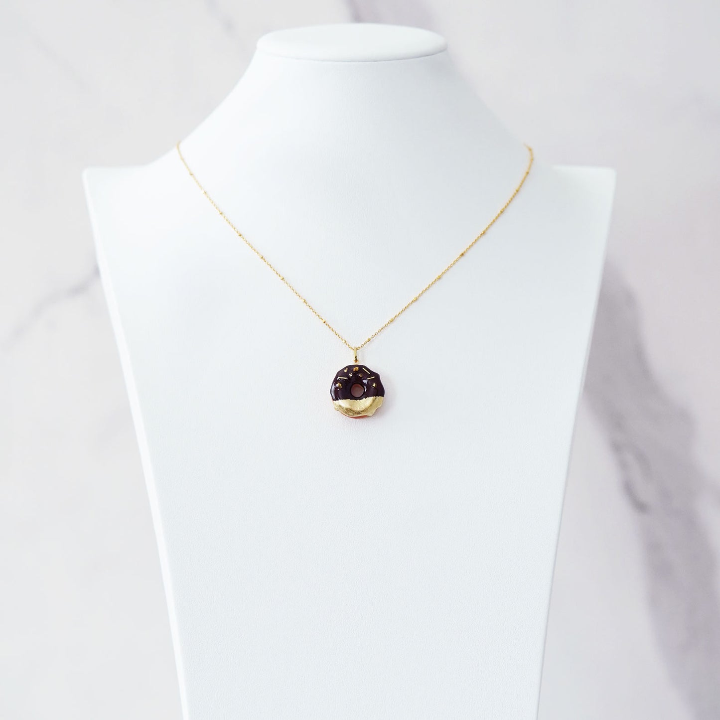 Gold & Chocolate Donut Necklace