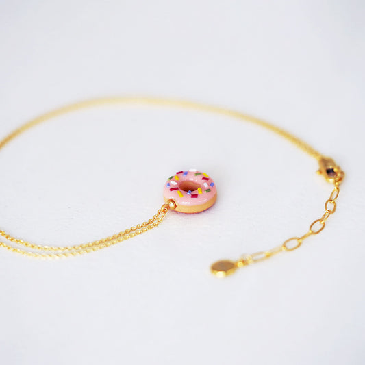 Classic Mini Pink Sprinkle Doughnut Necklace