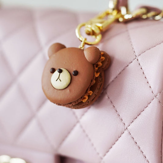 Chocolate Bear Macaron Bag Charm