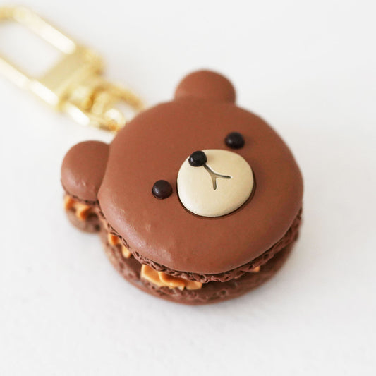Chocolate Bear Macaron Bag Charm