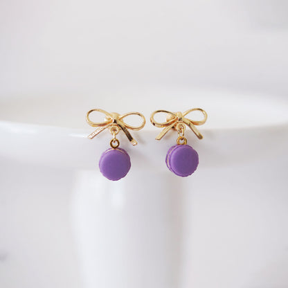 Purple Macaron Earrings