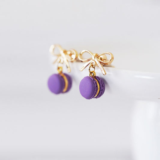 Purple Macaron Earrings