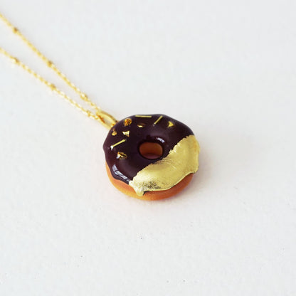 Gold & Chocolate Donut Necklace