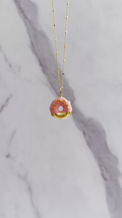 Gold & Pink Donut Necklace
