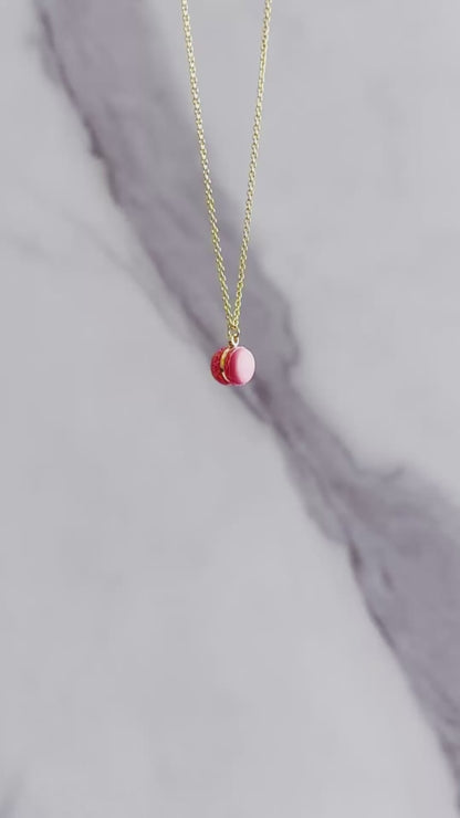 Mini Pink Macaron Pendant Necklace