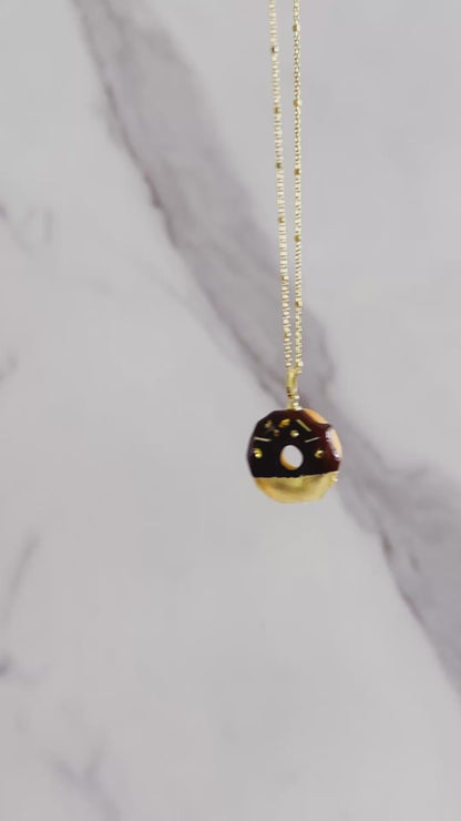 Gold & Chocolate Donut Necklace