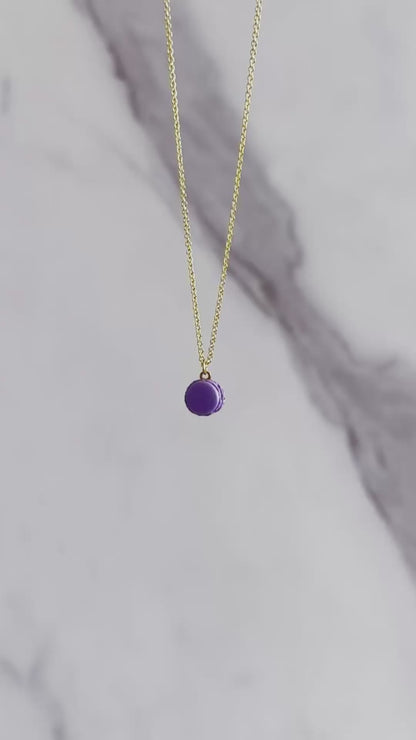 Mini Purple Macaron Pendant Necklace
