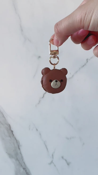 Chocolate Bear Macaron Bag Charm